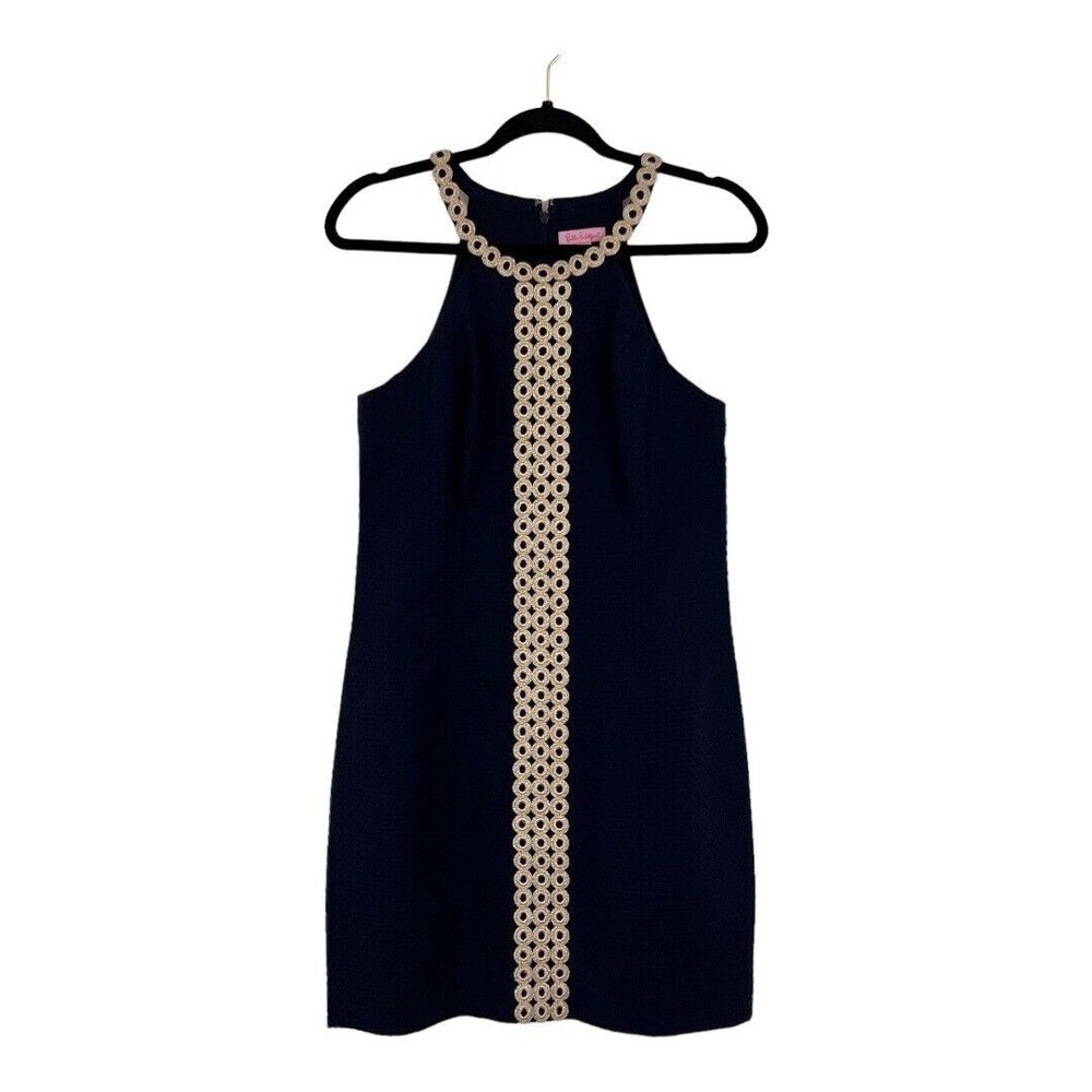 Lilly Pulitzer Womens Size 4 Navy Gold Sasha Shift Dress